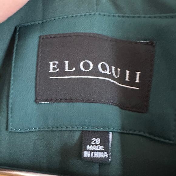 ELOQUII | Emerald Green Satin Shawl Collar Blazer with Piping | 28 - Picture 4 of 6